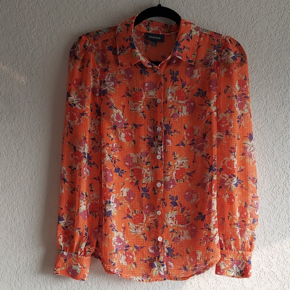 Modcloth Floral Blouse Size S